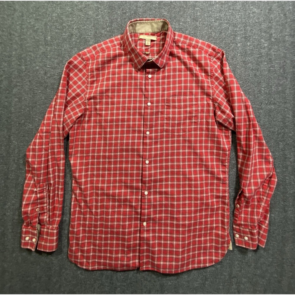 Banana Republic Button Shirt Non Iron L 16 16 1/2  Red Check 100% Cotton